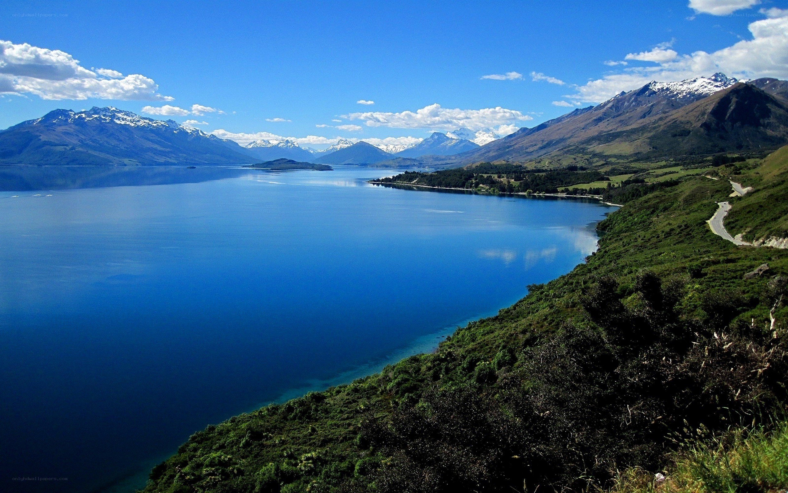 Lake and mountains landscape