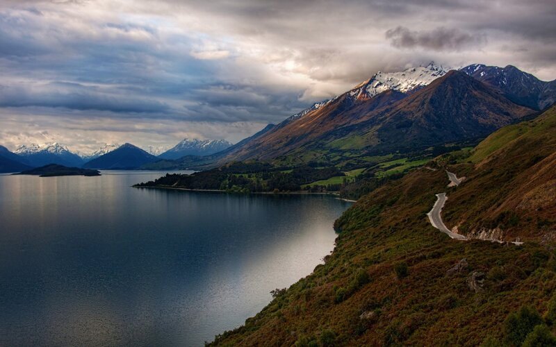Lake and mountains landscape