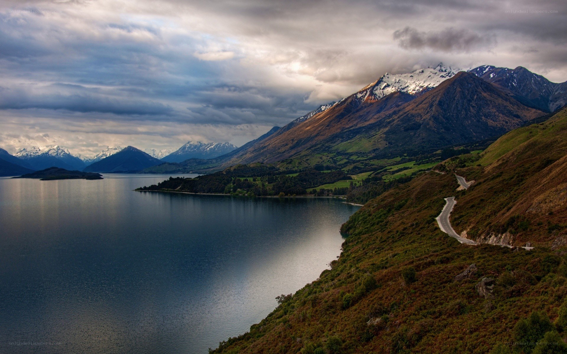 Lake and mountains landscape