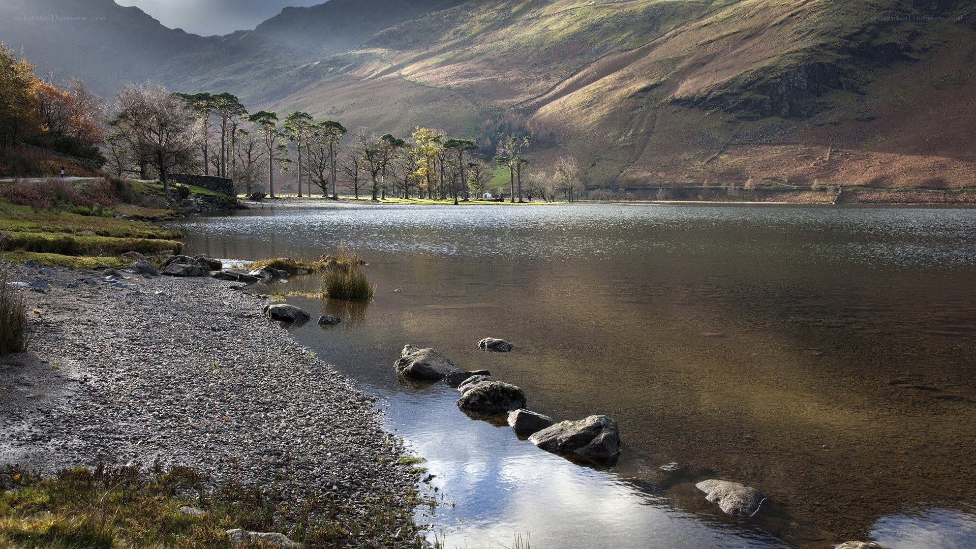 Lake and mountains landscape