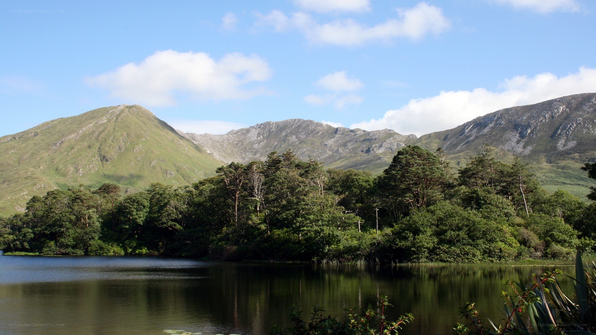 Lake and mountains landscape