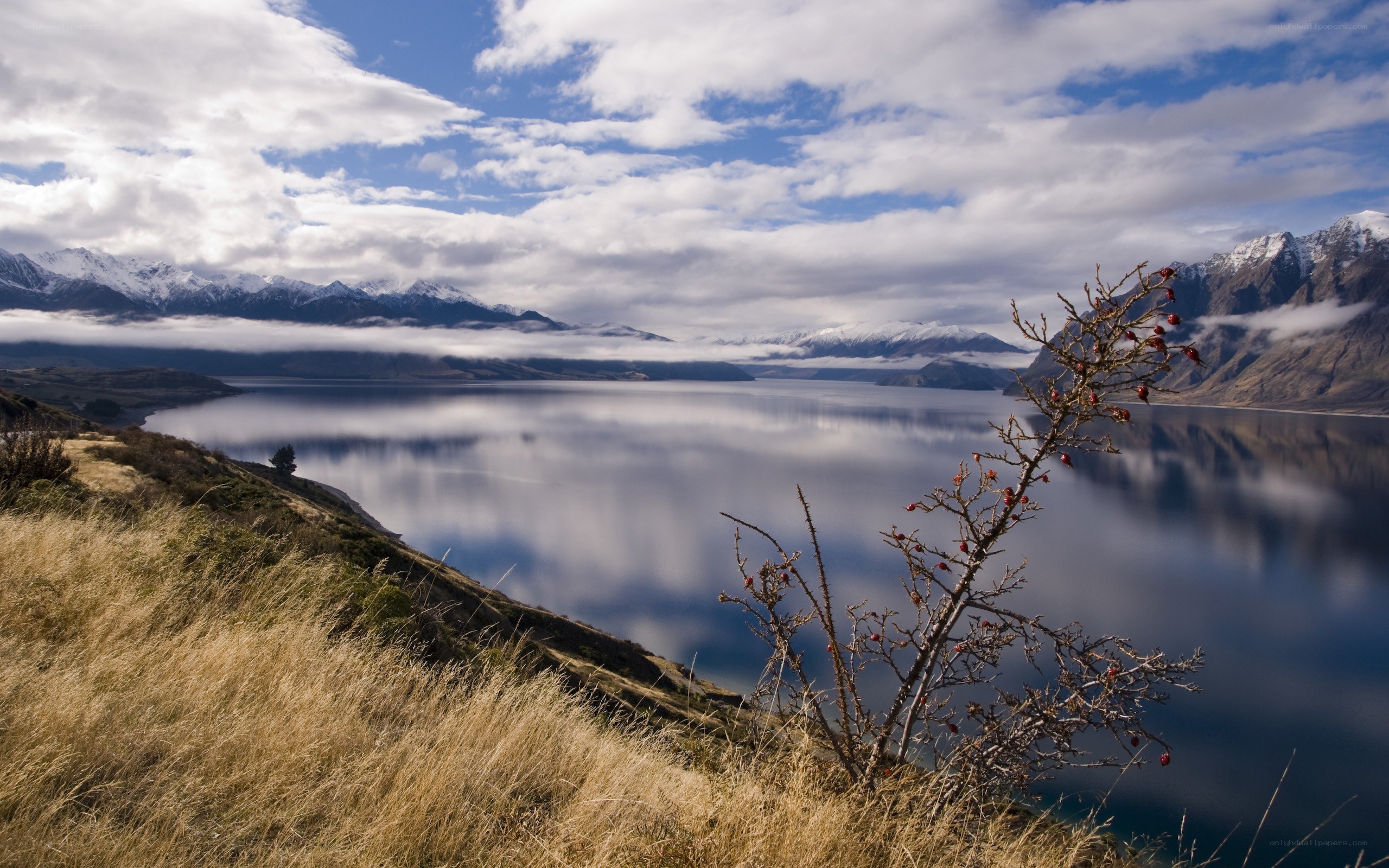 Lake and mountains landscape