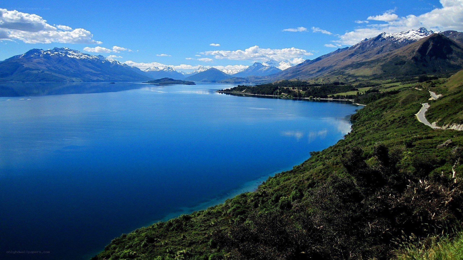 Lake and mountains landscape