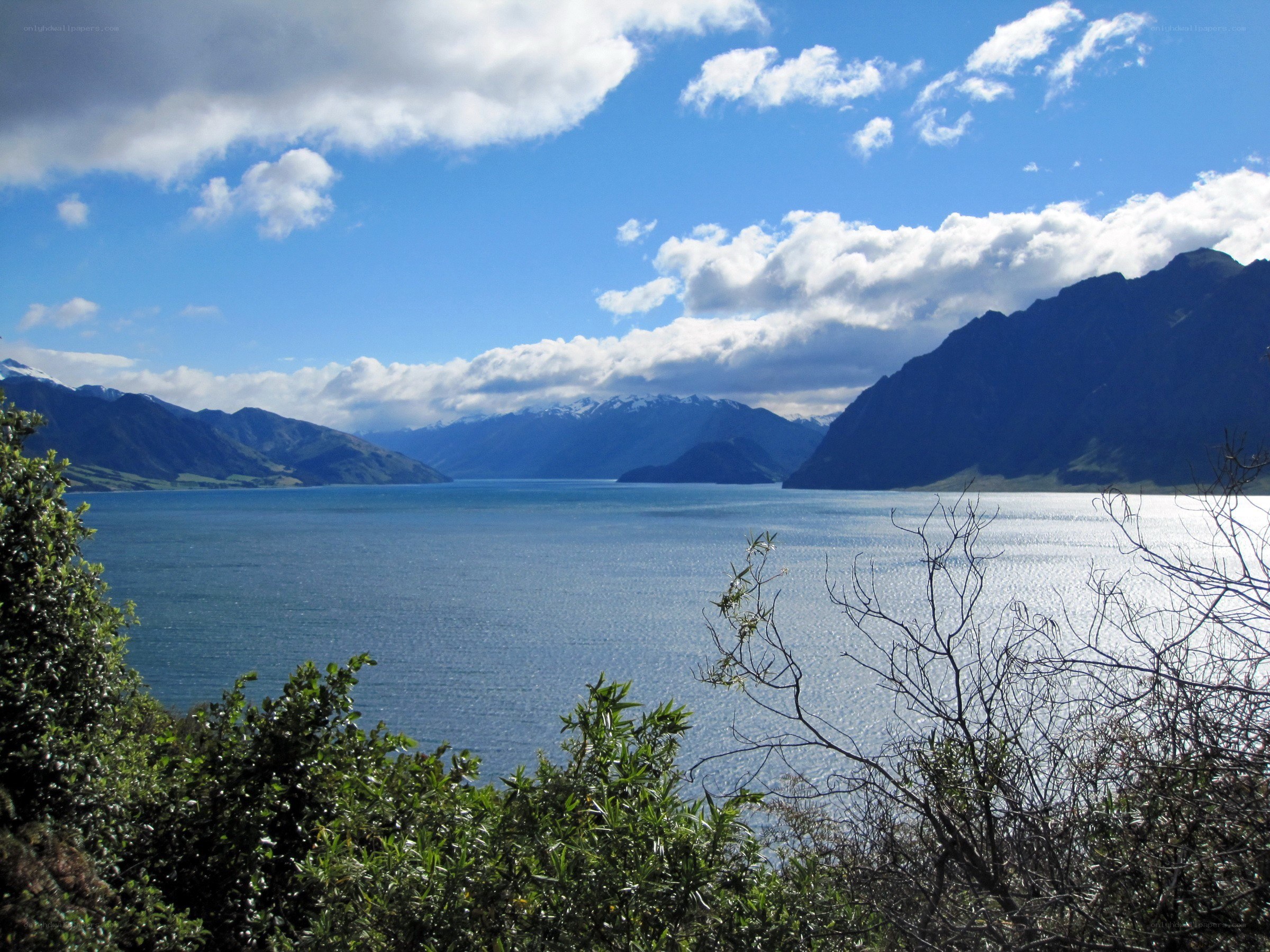 Lake and mountains landscape