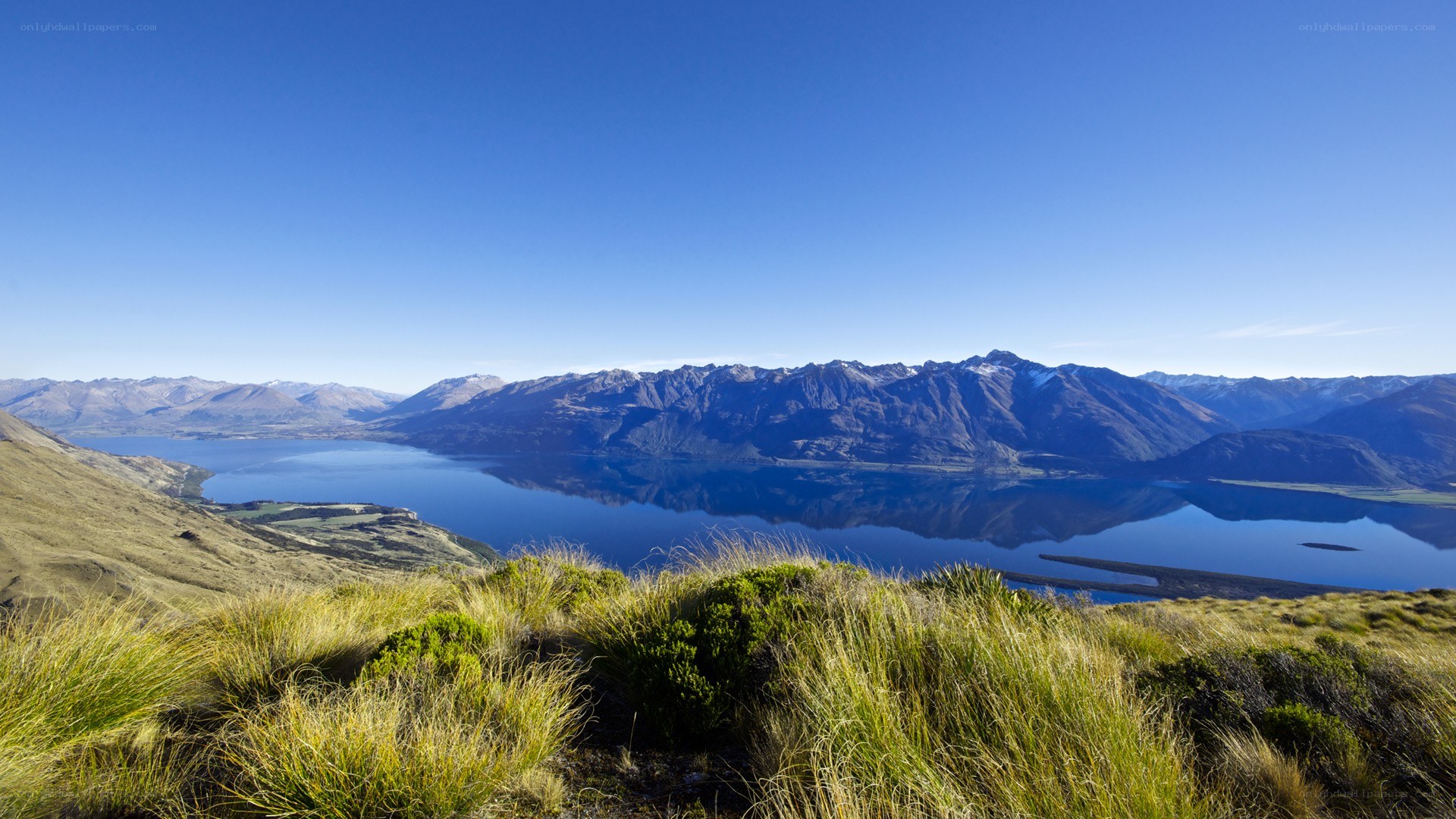 Lake and mountains landscape