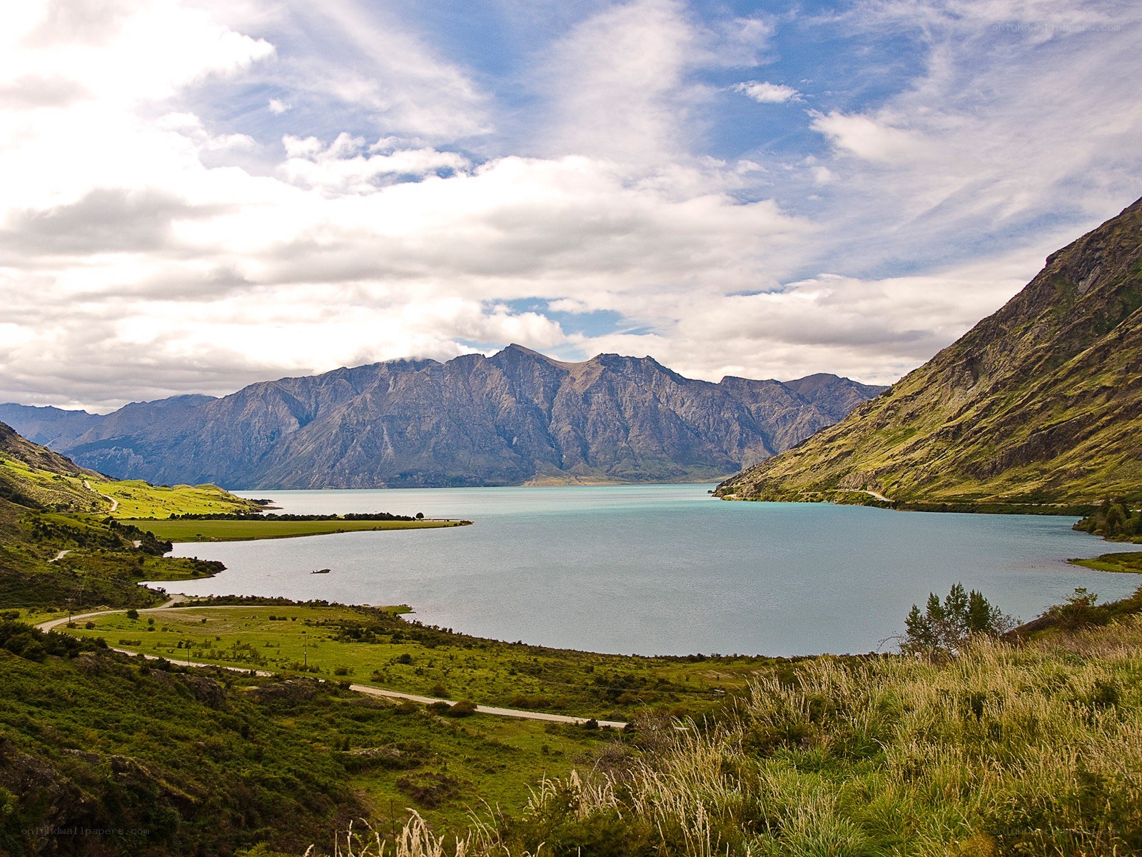 Lake and mountains landscape