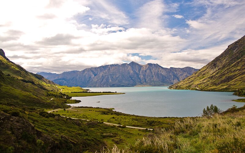 Lake and mountains landscape