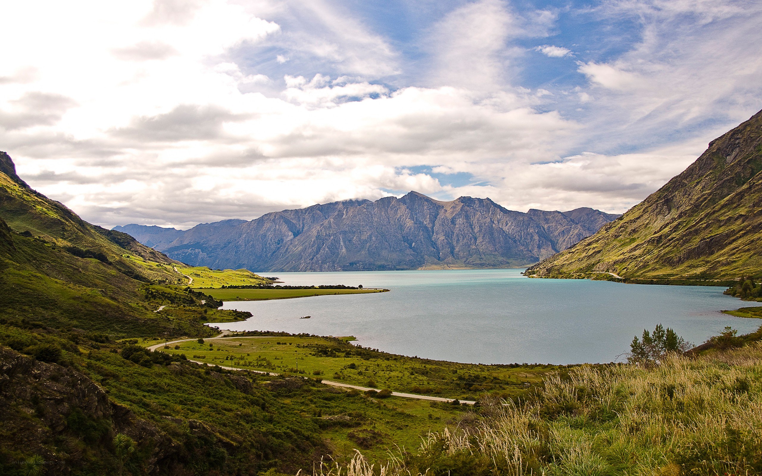 Lake and mountains landscape