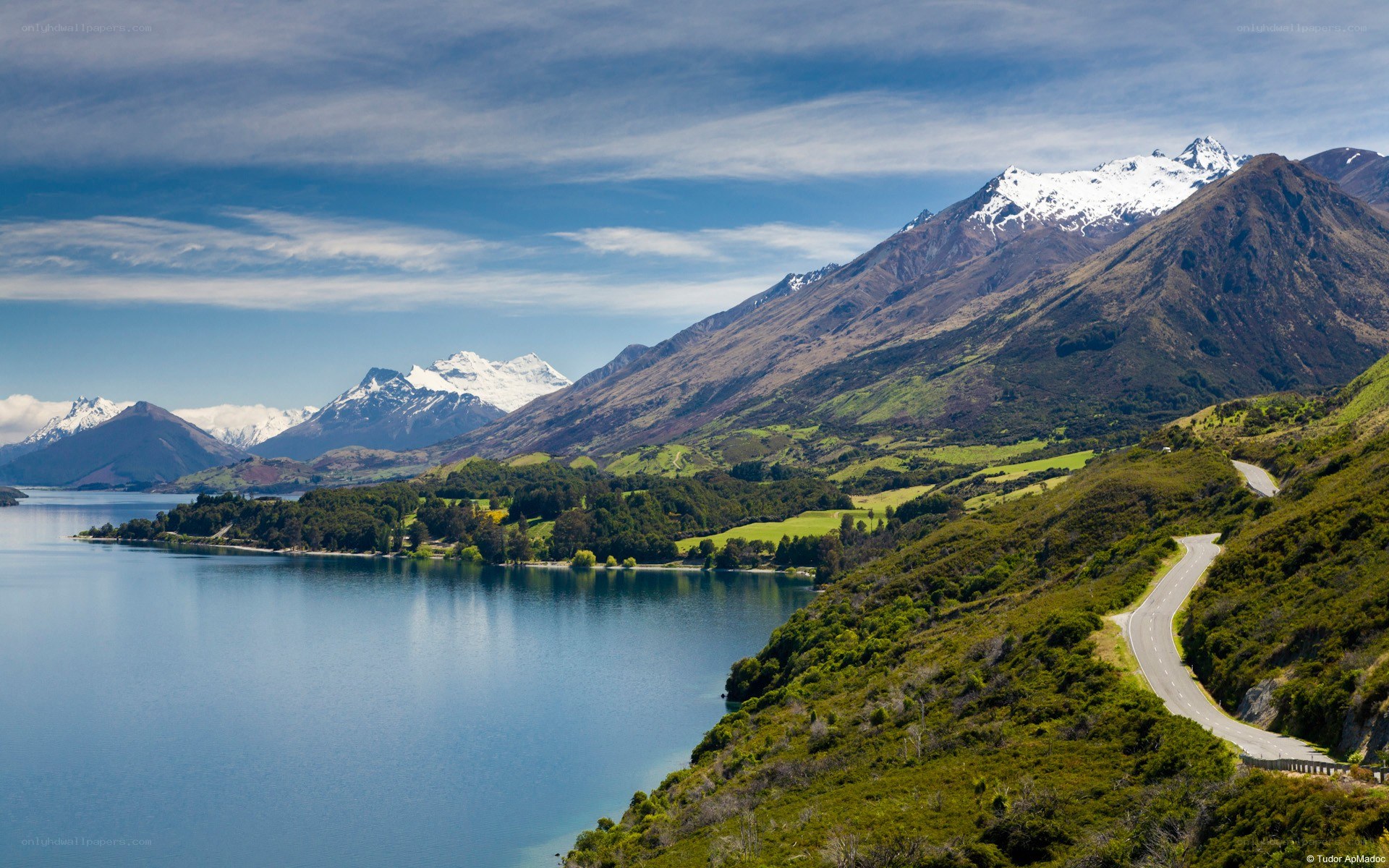 Lake and mountains landscape