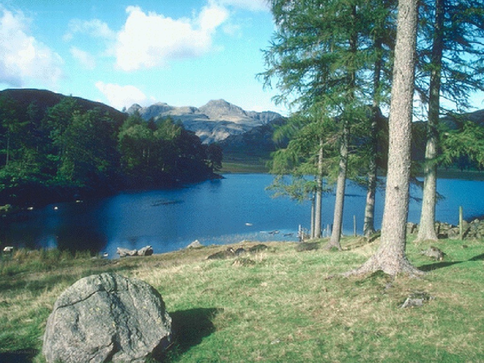 Lake and mountains landscape