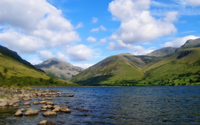 Lake and mountains landscape