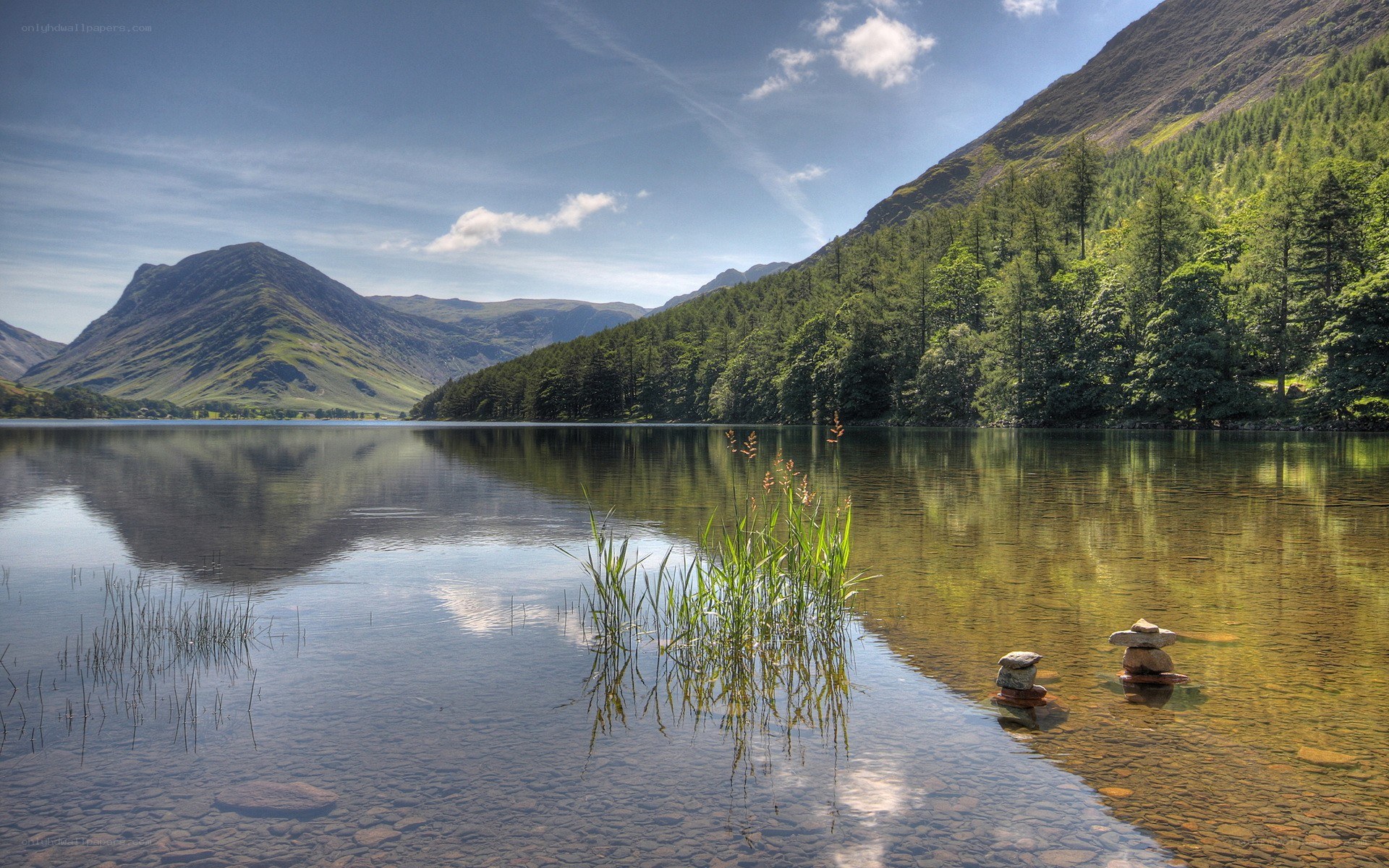 Lake and mountains landscape