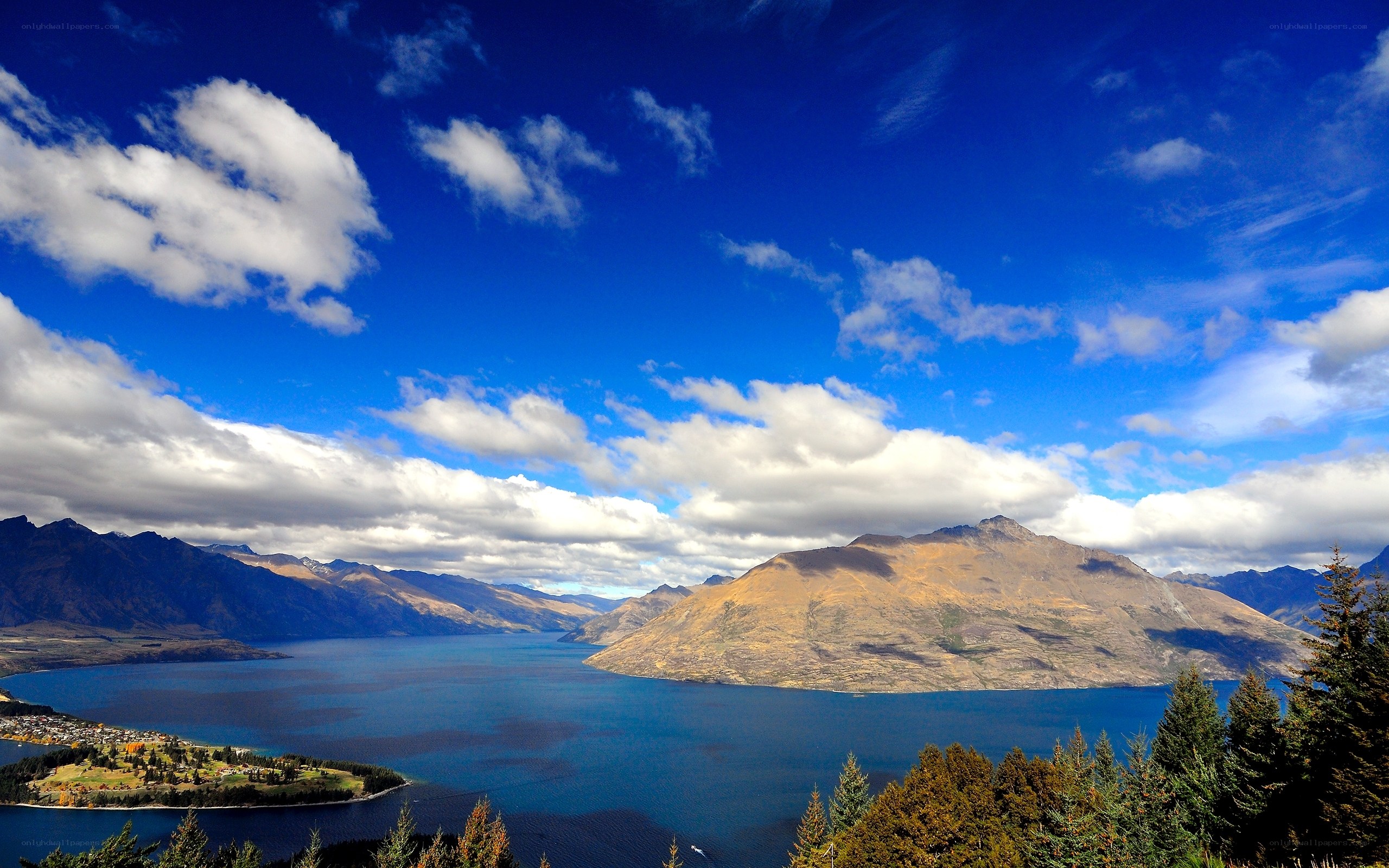 Lake and mountains landscape