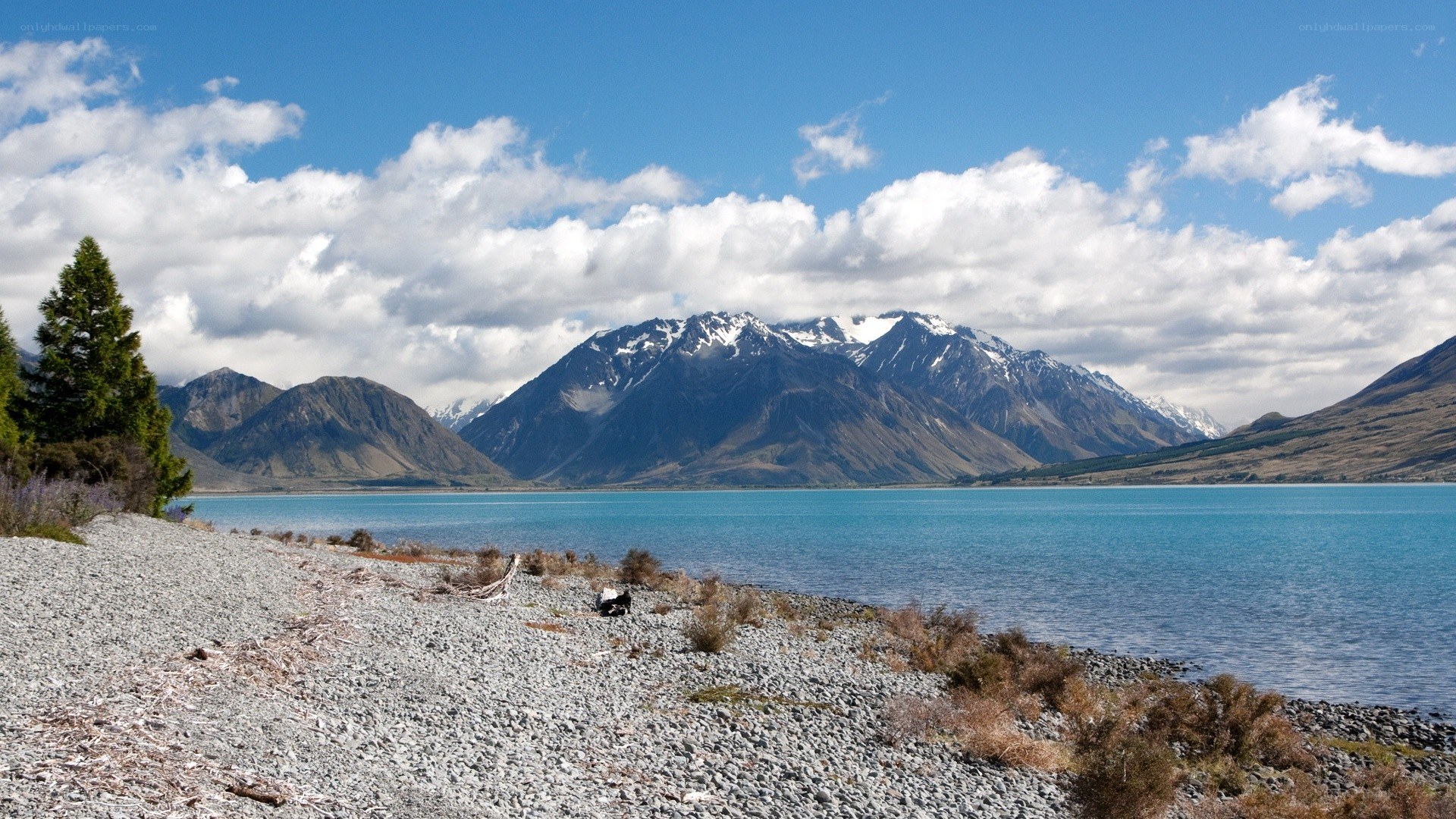 Lake and mountains landscape