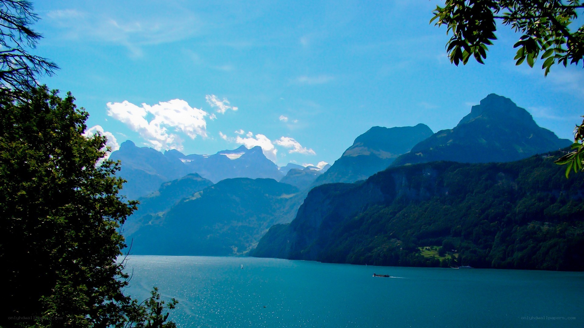 Lake and mountains landscape