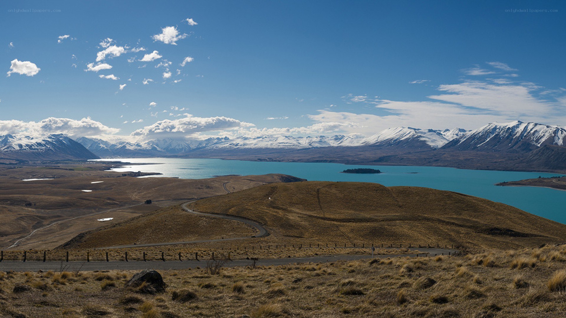 Lake and mountains landscape
