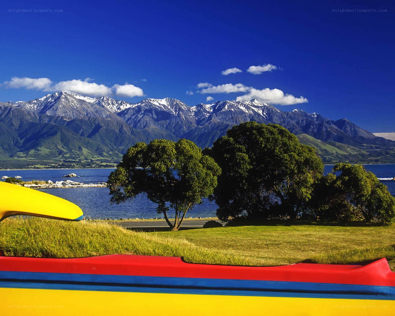 Lake and mountains landscape