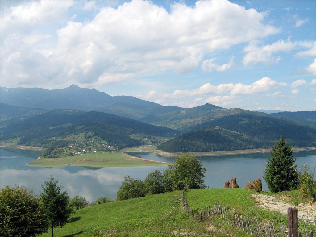 Lake and mountains landscape