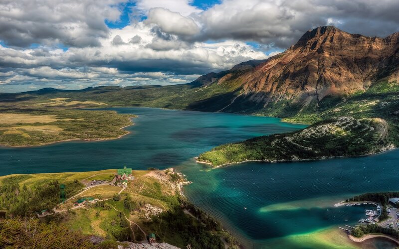 Lake and Mountains Landscape — Blue, Dramatic, Afternoon, Photograph