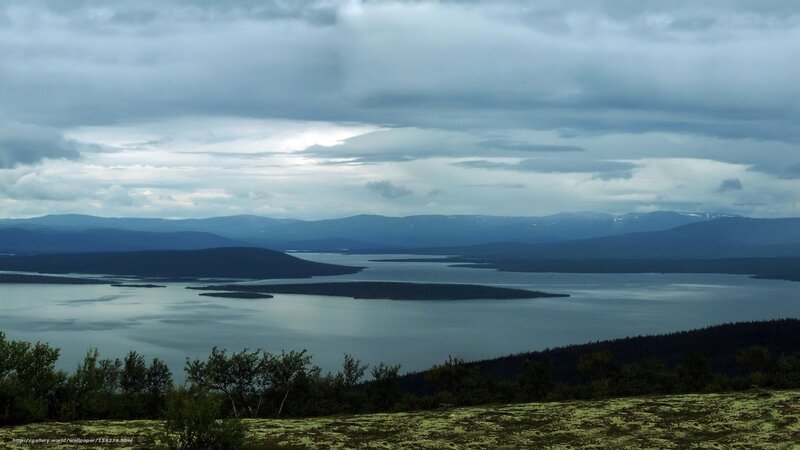 Lake and Mountains Landscape — Blue, Dramatic, Afternoon