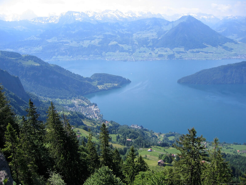 Lake and Mountains Landscape — Blue, Serene, Afternoon