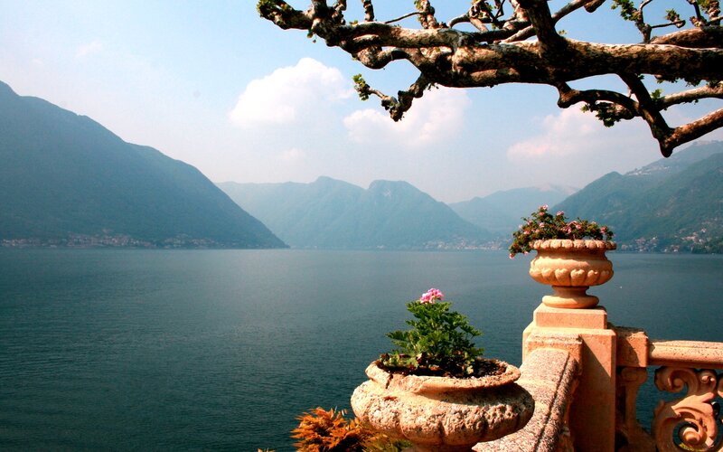 Lake and Mountains View — Blue, Serene