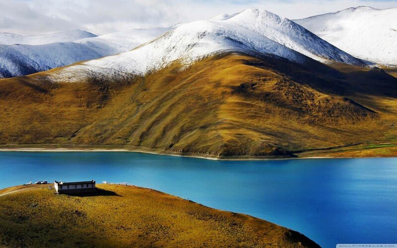 Lake and Snow-capped Mountains — Blue