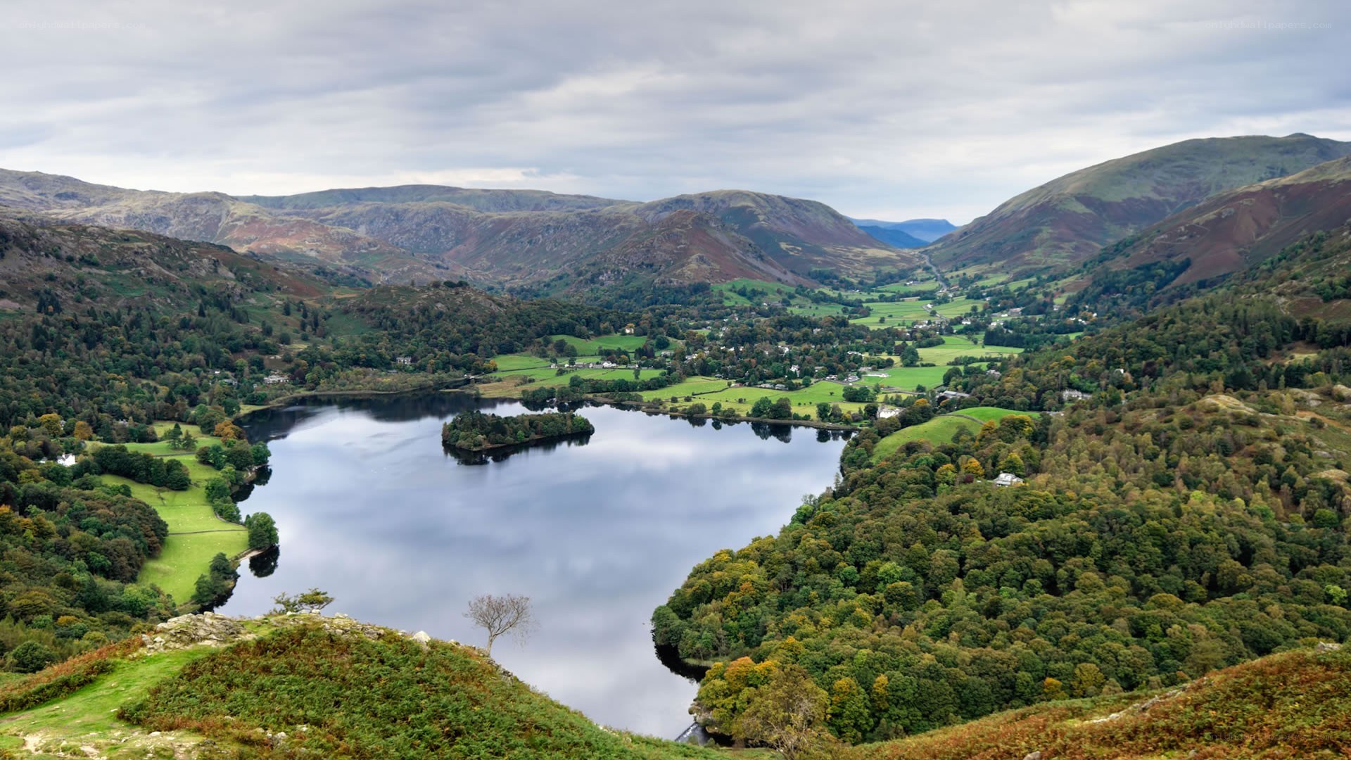 Lake and valley landscape