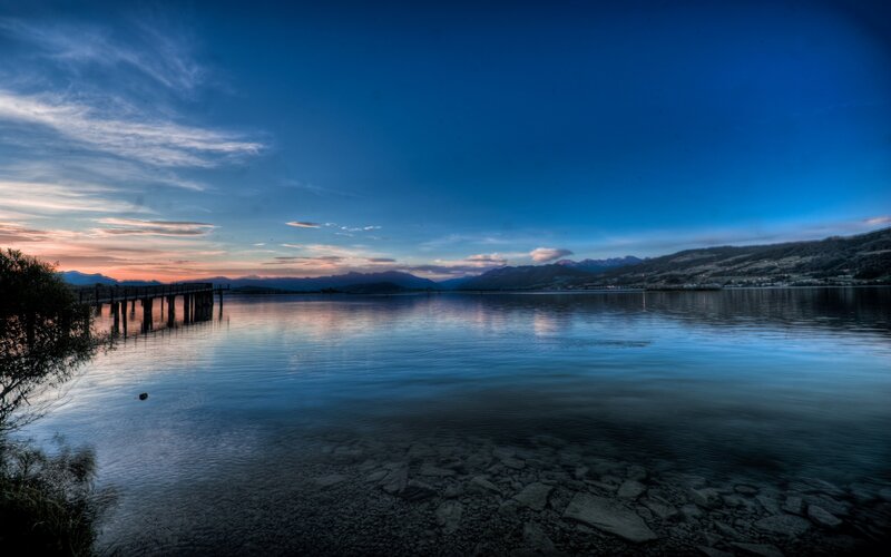 Lake at Dusk — Blue, Serene