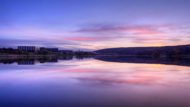 Lake at Dusk — Purple, Serene, Sunset