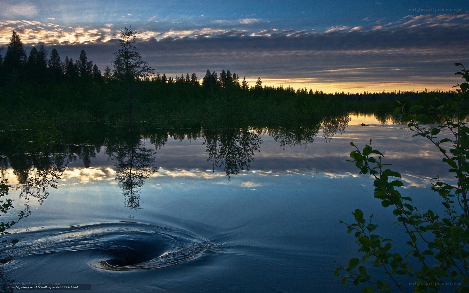 Lake at dusk with reflection