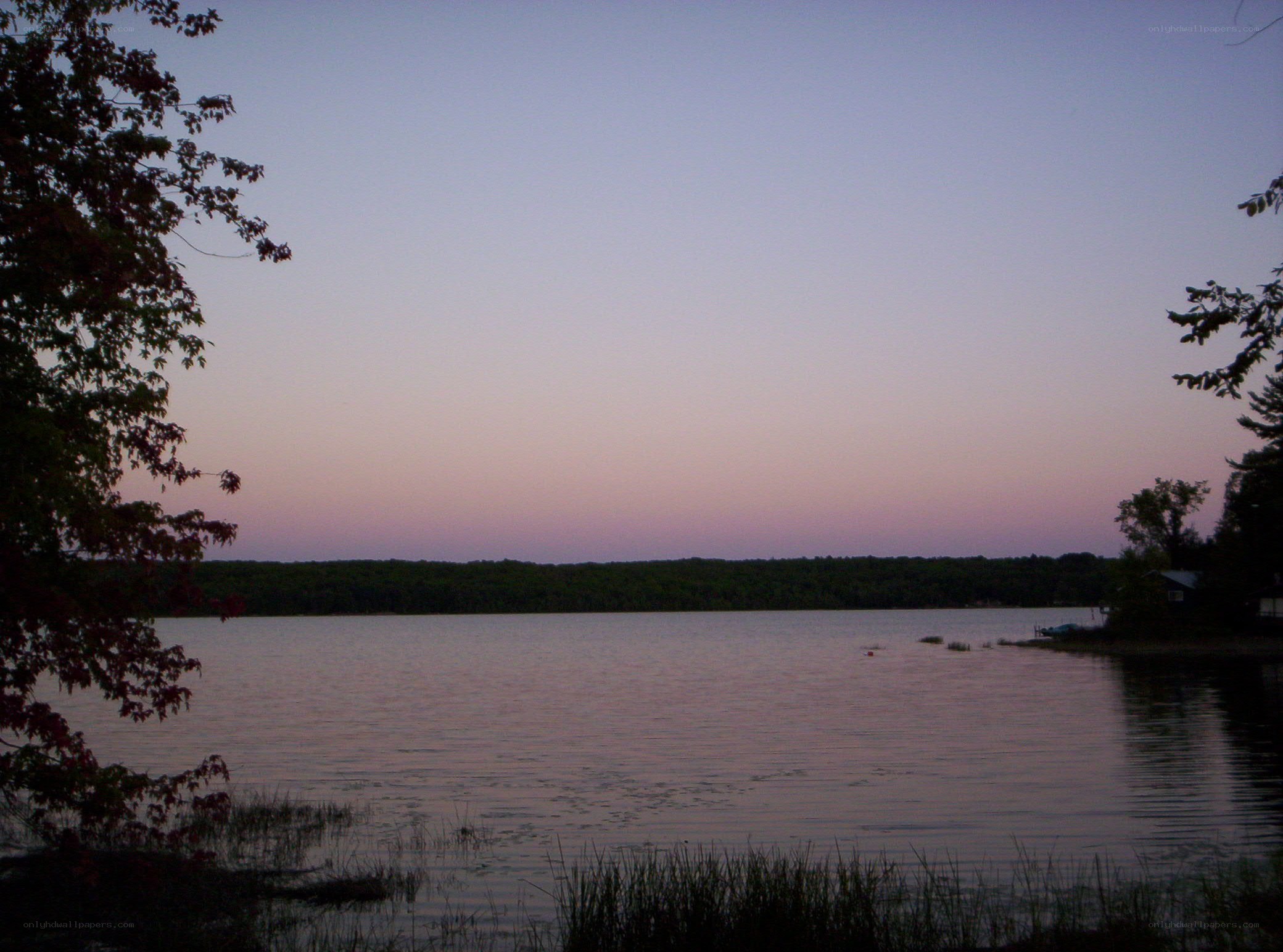 Lake at dusk with trees