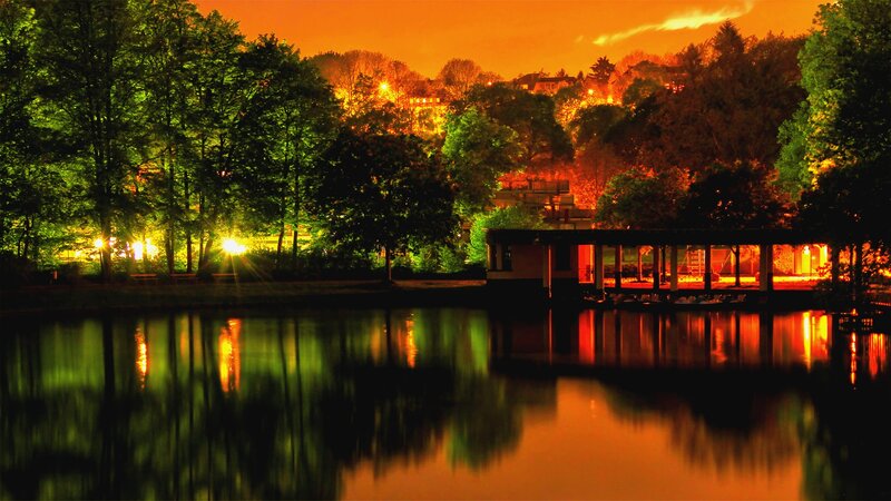 Lake at Night with Lights