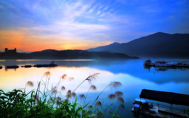 Lake at Sunrise — Blue, Serene