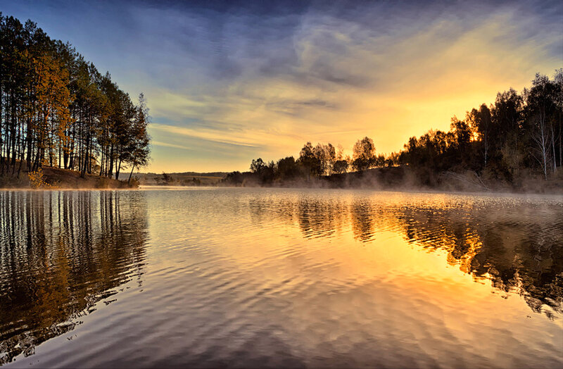 Lake at Sunrise — Gold