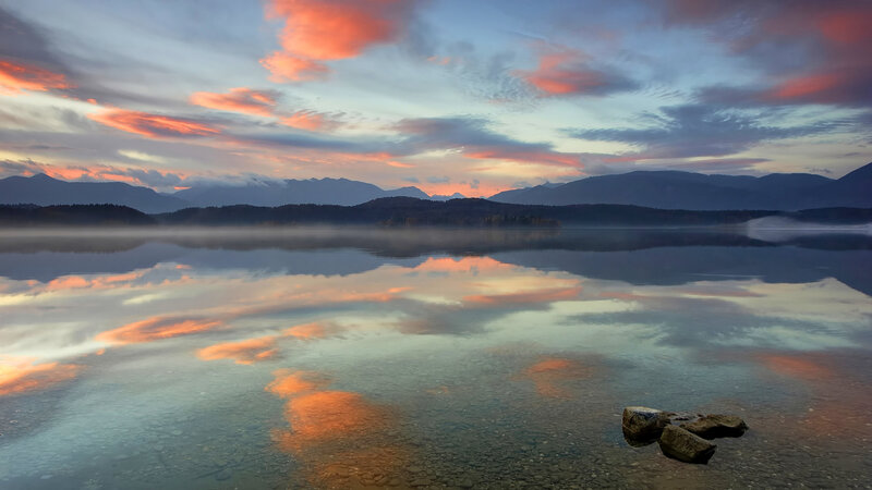 Lake at Sunrise — Orange, Serene