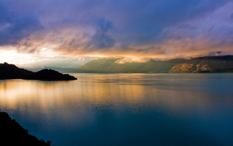 Lake at Sunset — Blue, Reflection
