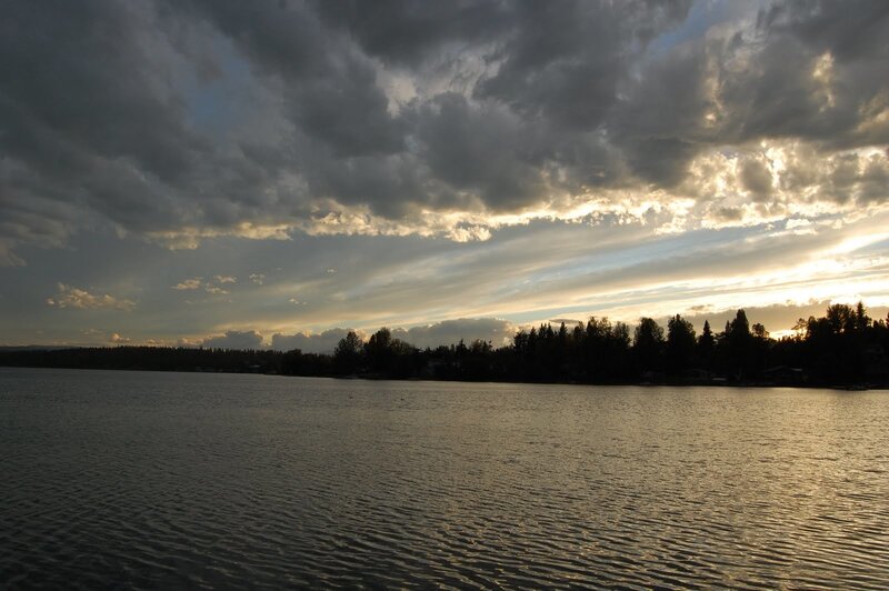 Lake at Sunset — Gray