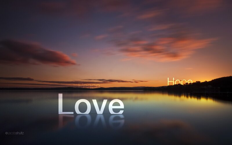 Lake at Sunset — Orange, Serene, Photograph, Sky, Clouds, Text