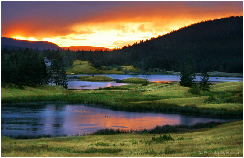 Lake at Sunset — Orange, Serene