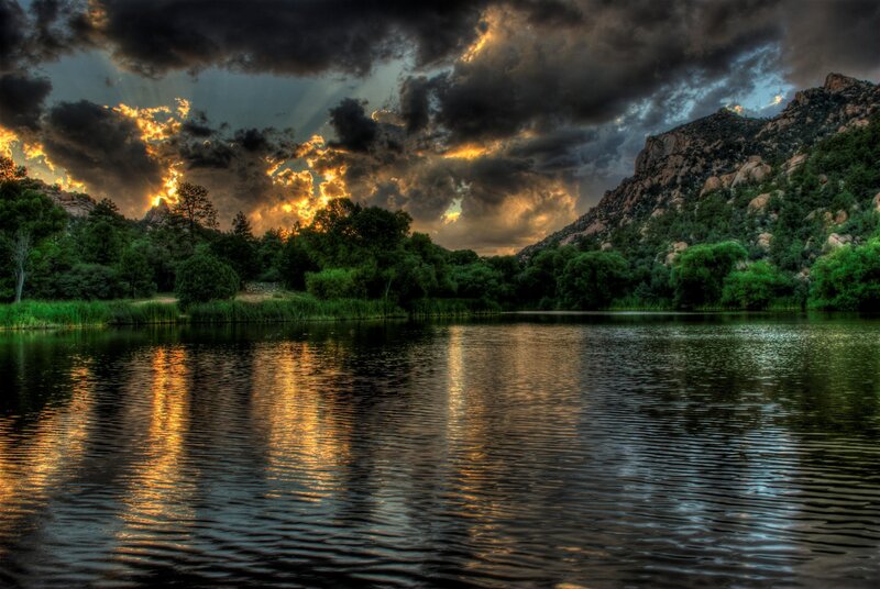 Lake at Sunset — Orange