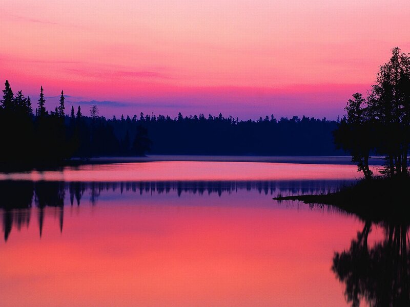 Lake at Sunset — Pink, Serene