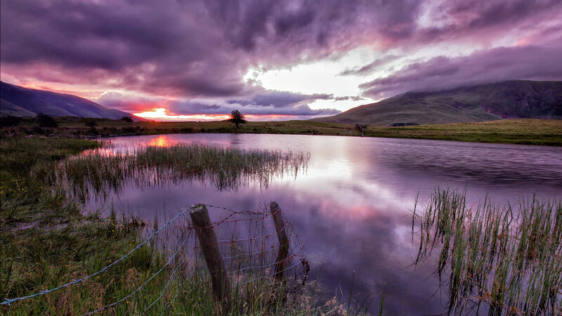 Lake at Sunset — Purple, Dramatic, Photograph