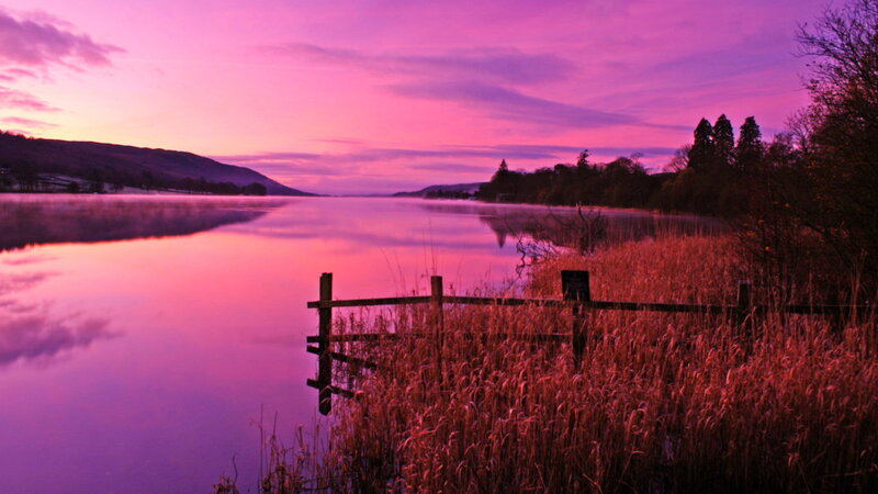 Lake at Sunset — Purple, Serene, Photograph