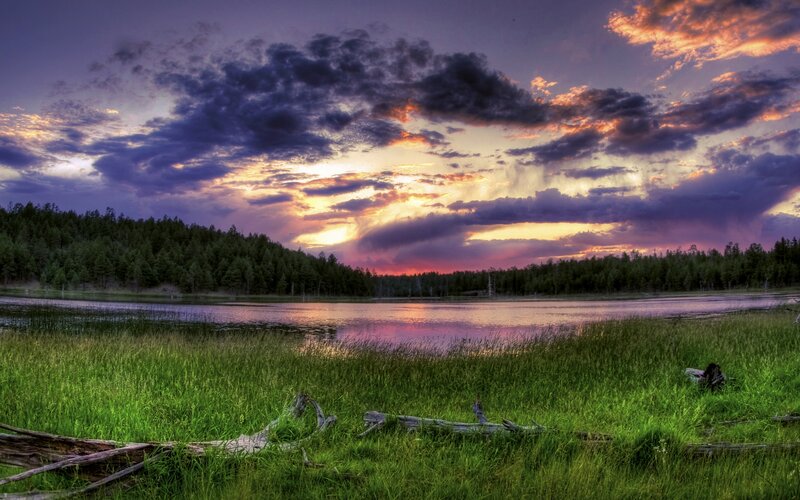 Lake at Sunset — Purple
