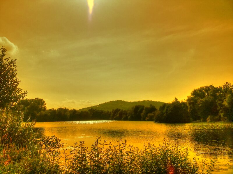 Lake at Sunset — Yellow, Serene