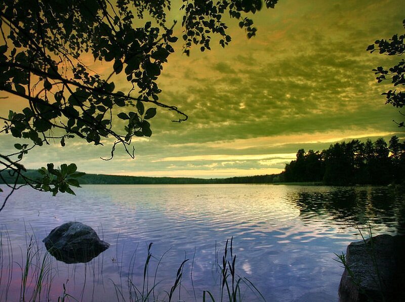 Lake at Sunset — Yellow