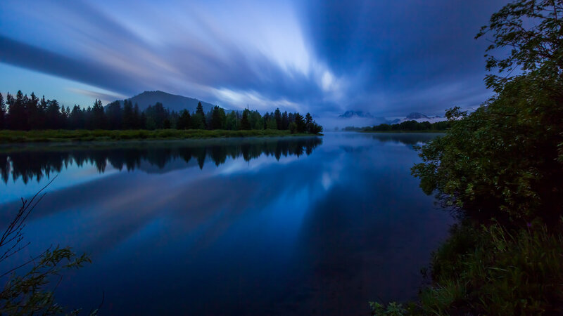 Lake at Twilight — Blue, Serene, Night, Photograph