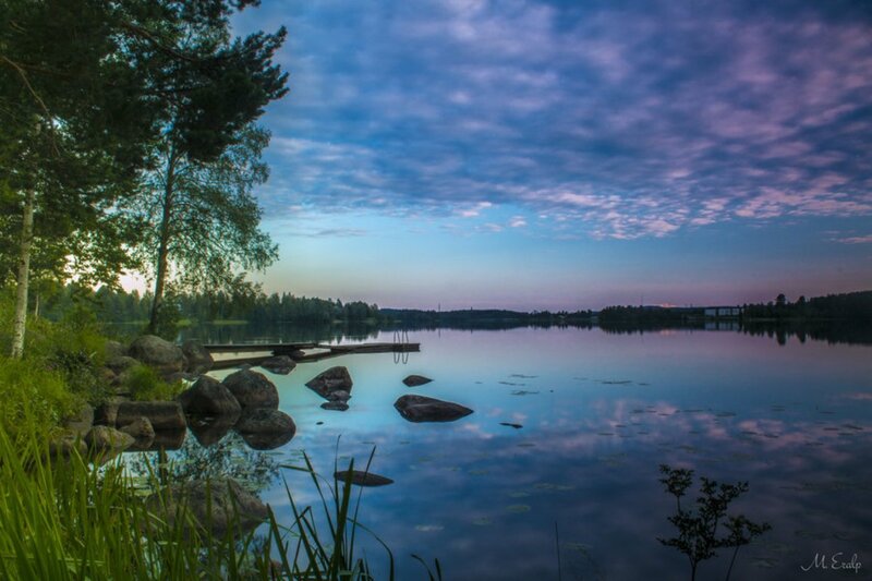 Lake at Twilight — Blue, Serene, Sunset