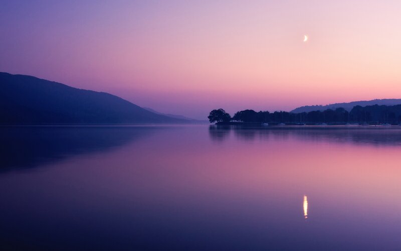 Lake at Twilight — Purple, Serene, Night